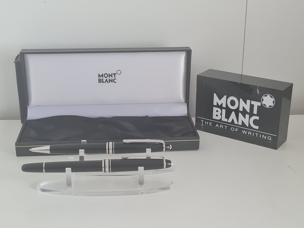 Montblanc - Meisterstück Classique P 163 Pix  plaqué platine  (stylo à bille roulante et stylo à bille) - Pen set #2.2