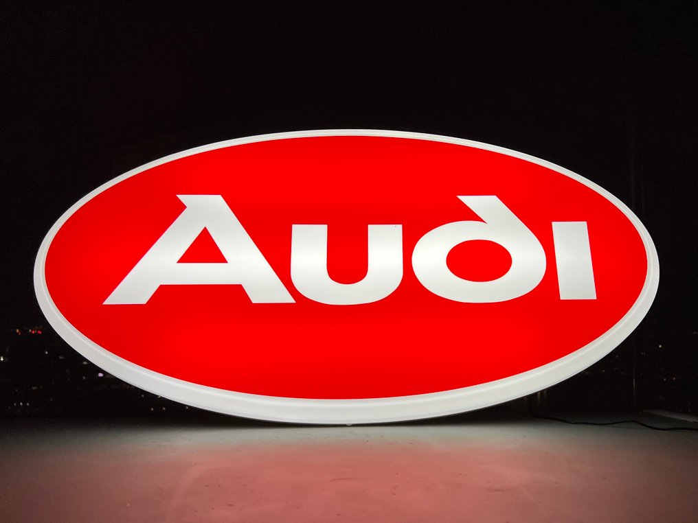 Sign - Audi - Large Audi Red Illuminated Sign Lightbox #1.0