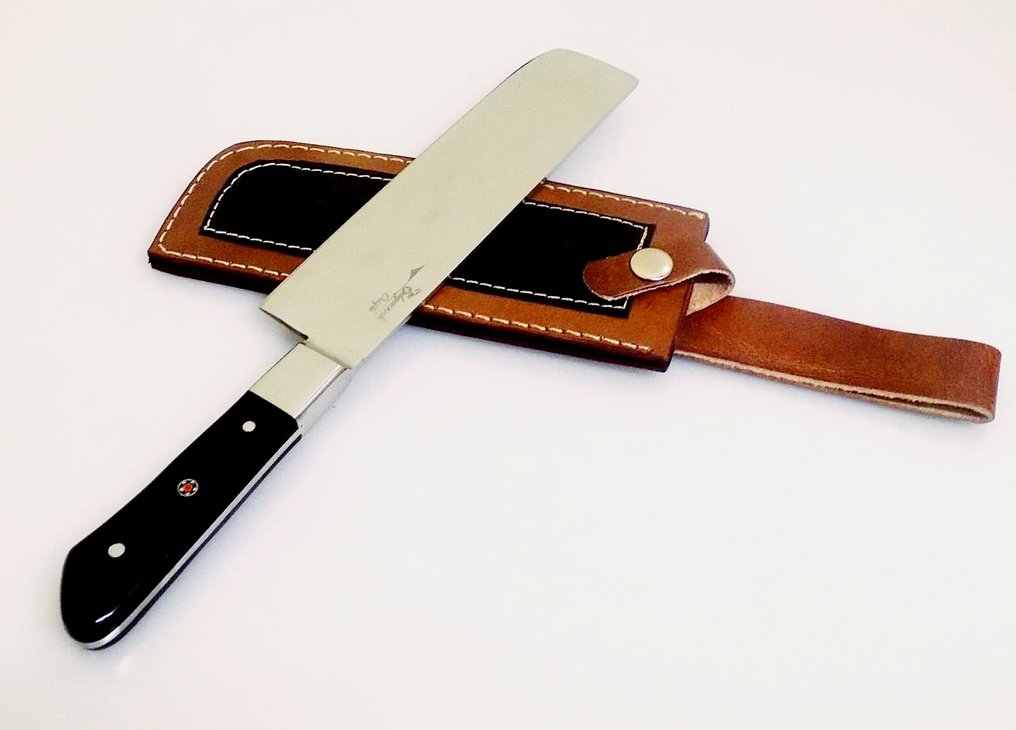 Premium Handmade Chef Cleaver/Chopping Knife J-2 Steel with Sheath By Edgeworks Crafts - Coltello da cucina - Chef's knife - Micarta e Mosaic Pin, acciaio J2 - Nord America #2.1