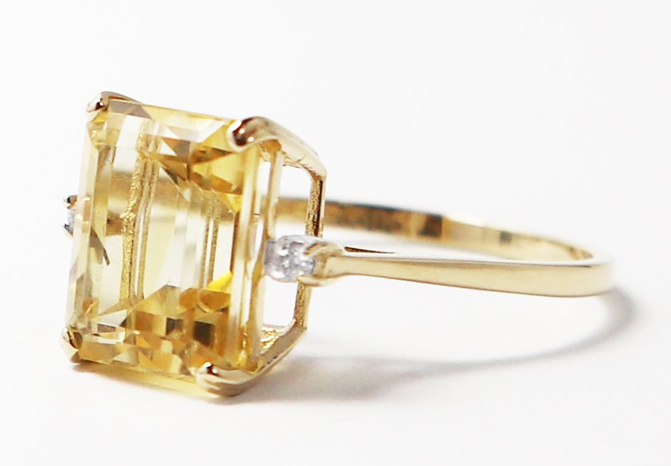 没有保留价 - 戒指 - 14K包金 黄金 黄水晶 - 钻石 #2.1