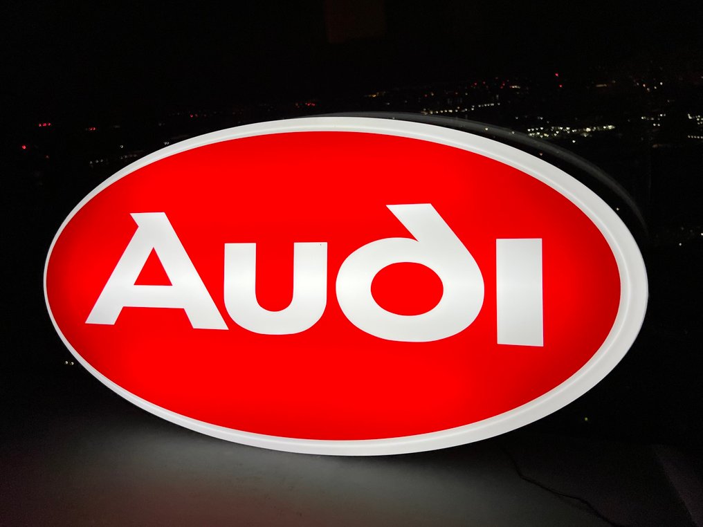 Sign - Audi - Large Audi Red Illuminated Sign Lightbox #1.0