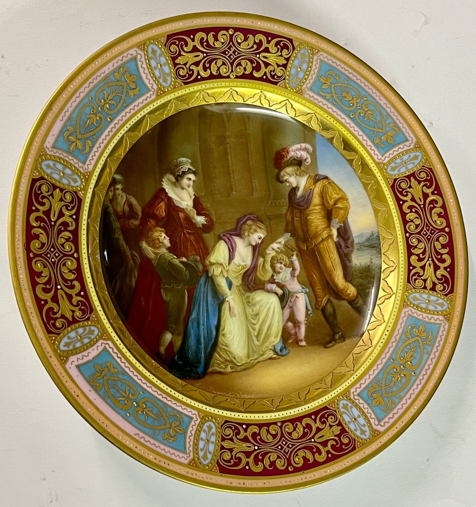 Manifattura Vienna - Naczynie - Piatto in porcellana - Porcelana - Scena renesansowa #1.1