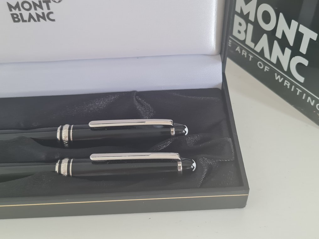 Montblanc - Meisterstück Classique P 163 Pix  plaqué platine  (stylo à bille roulante et stylo à bille) - Pen set #3.2