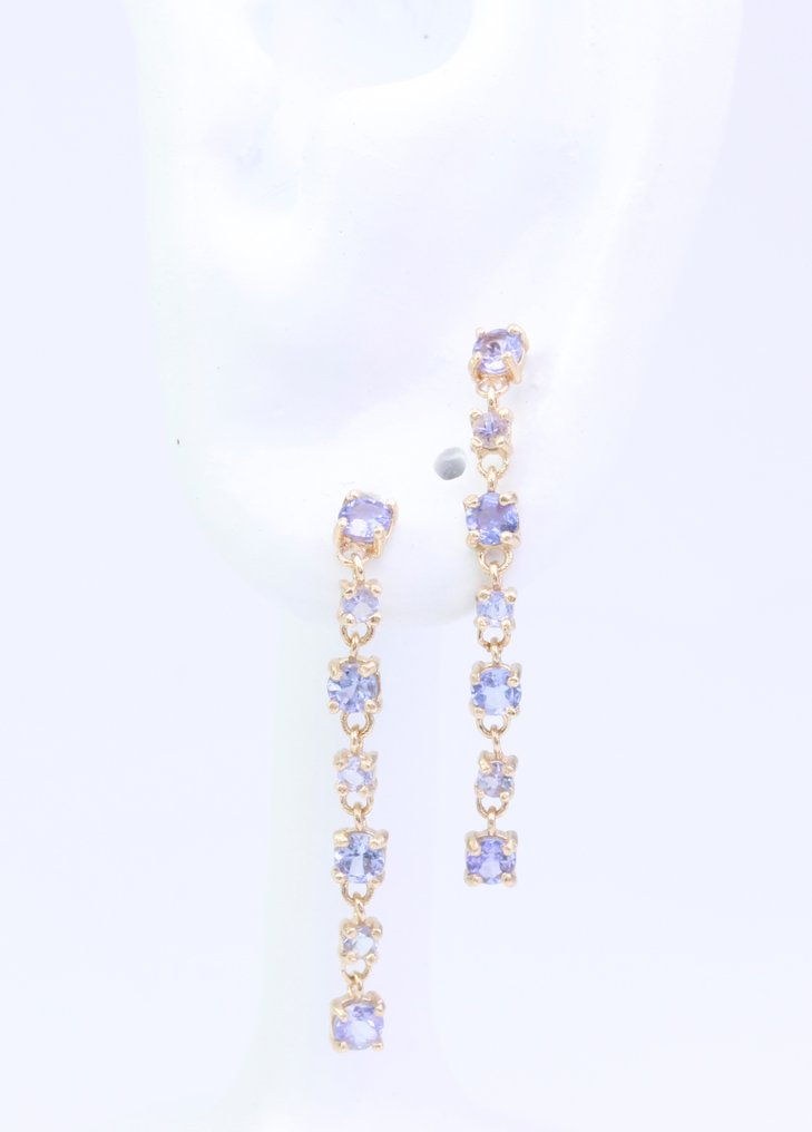 没有保留价 - 耳环 - 14K包金 黄金 坦桑石 - 坦桑石 #1.0