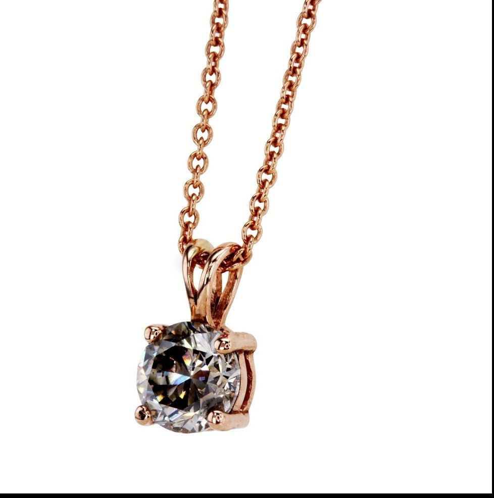 Colar com pingente - 14 K Ouro rosa - 0.91ct. tw. Diamante (Natural) #1.0