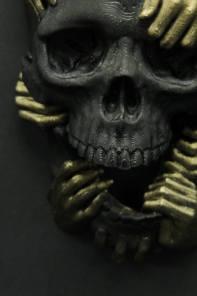 Διακόσμηση τοίχου - Replica "Memento Mori" Skull - with hands - framed - Γαλλία #4.3