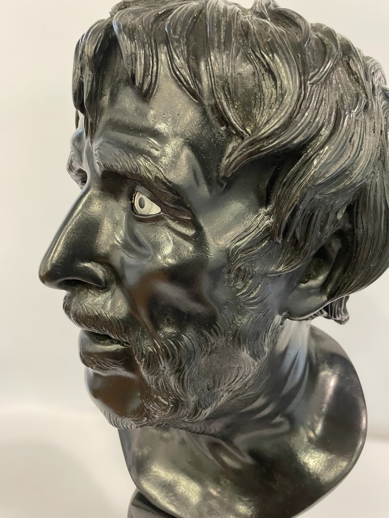 雕刻, Testa di Seneca - 50 cm - 銅綠青銅 #3.2