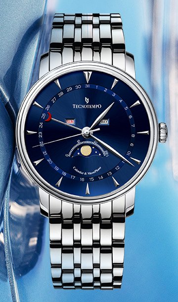 Tecnotempo - Calendar & Moon Phase - 40mm - - No Reserve Price - TT.CMPA.BL - Men - 2020+ #2.1
