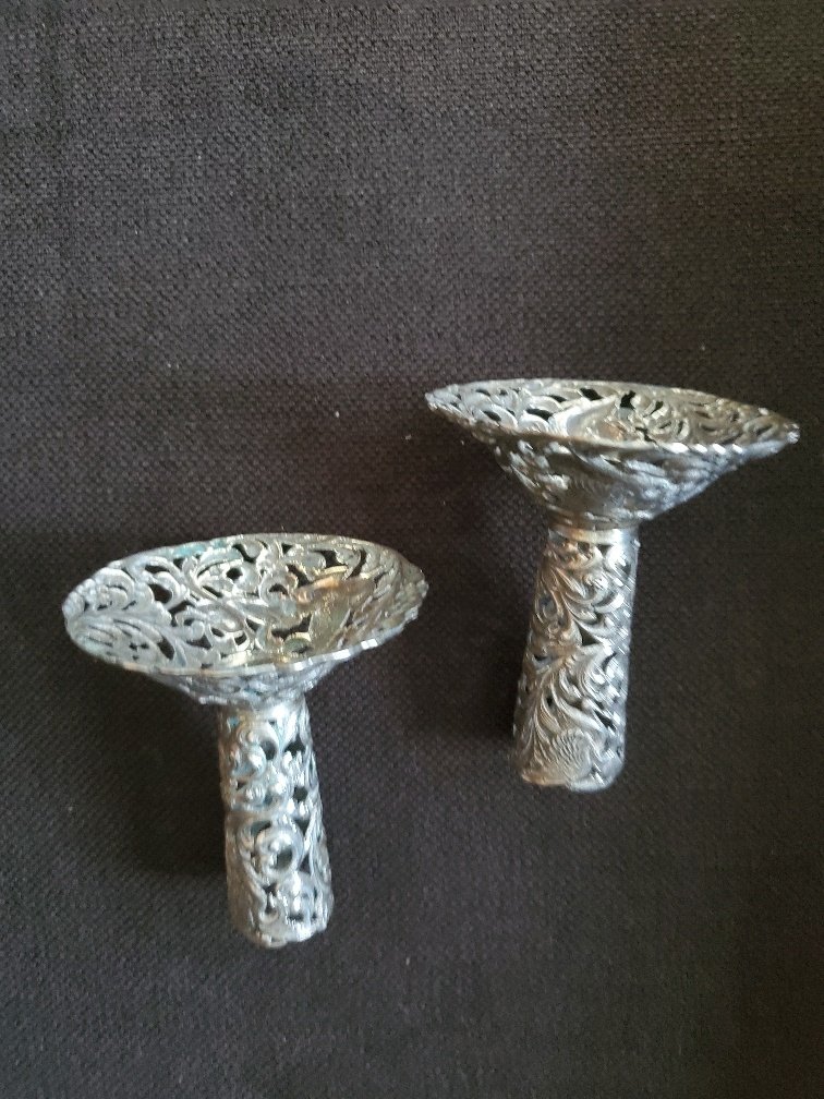 Zaanlandse Zilversmederij - Κηροπήγιο (2) - Ασημί - δύο βάσεις κεριών Art Deco #2.1