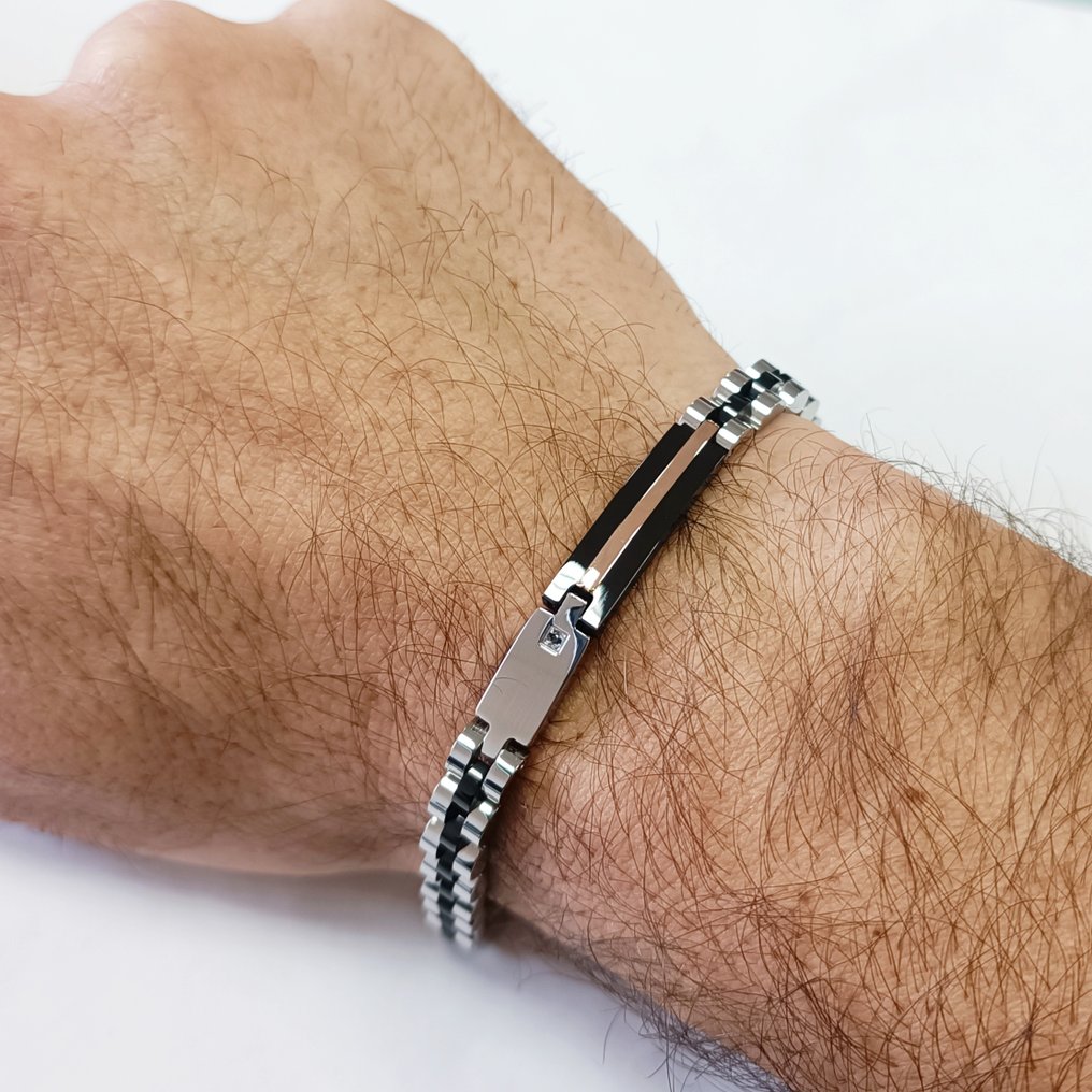 18 καράτια - Βραχιόλι σε χειρουργικό ατσάλι., Ροζ χρυσό - Βραχιόλι - Ατσάλι και Χρυσός #4.3