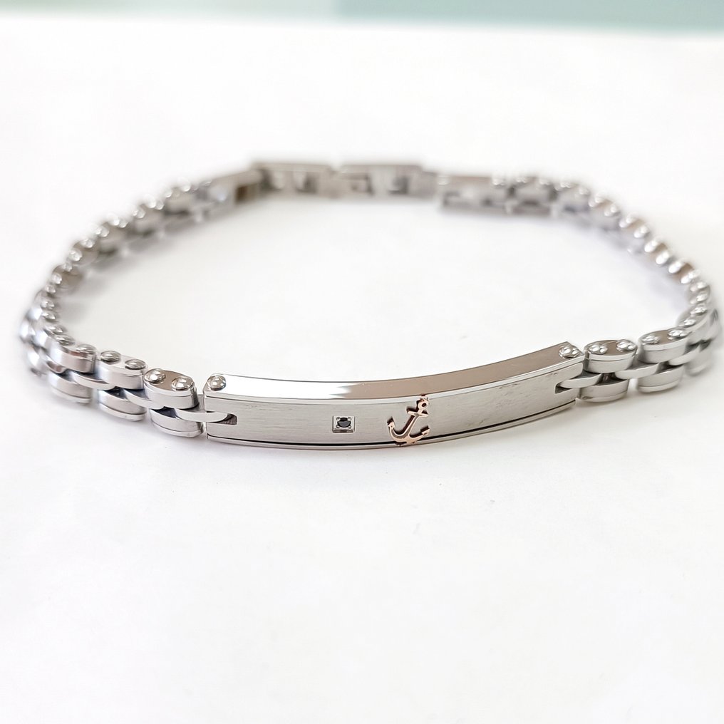 Διαμάντι - 18 καράτια - Χάλυβας, Ροζ χρυσό - Βραχιόλι - χειροποίητο #1.0