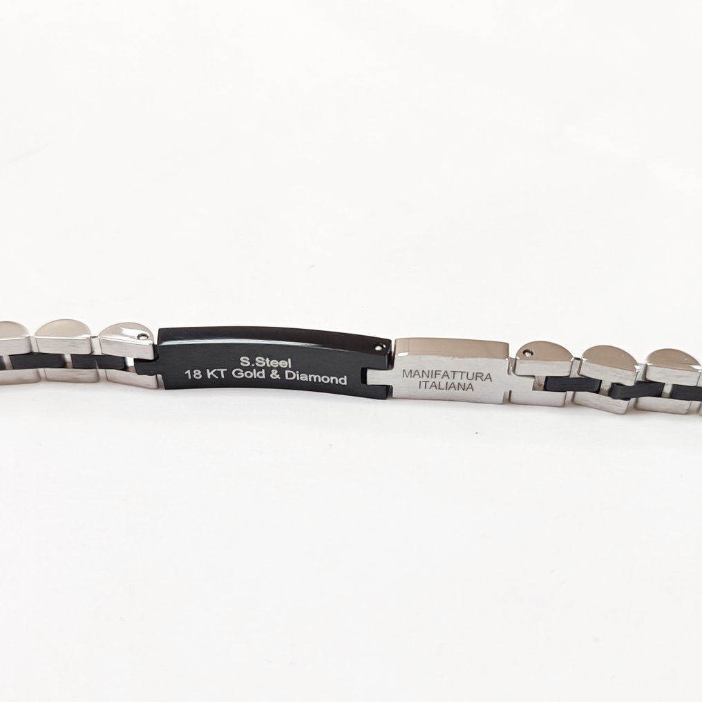 18 καράτια - Βραχιόλι σε χειρουργικό ατσάλι., Ροζ χρυσό - Βραχιόλι - Ατσάλι και Χρυσός #2.1