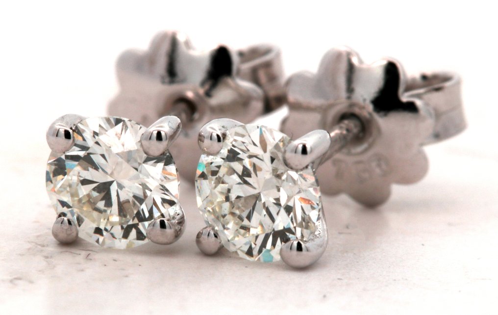 Drop fülbevaló - 18 kt. Fehér arany Gyémánt (Természetes) #3.2