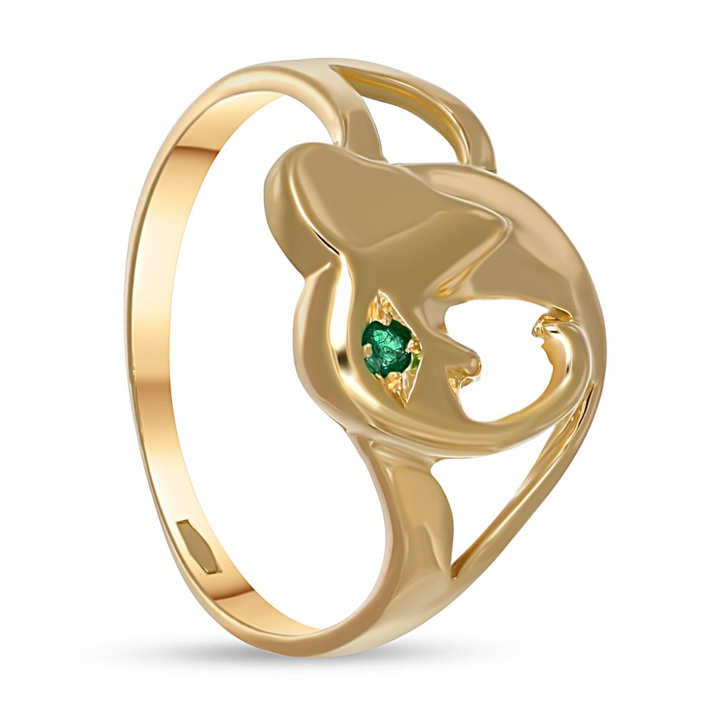 Ring - 18 karat Gull - 0.02ct. tw. Smaragd #1.0