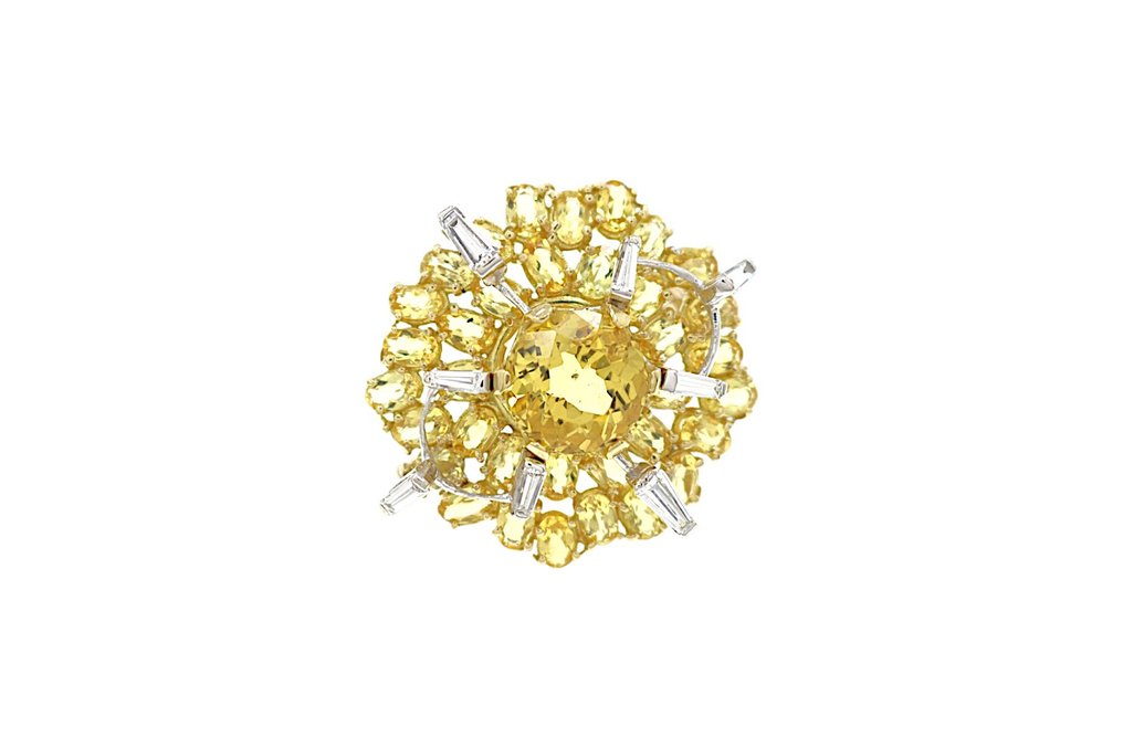 胸针 - 18K包金 白金, 黄金 -  8.15ct. tw. 金绿柱石 - 钻石 #2.1