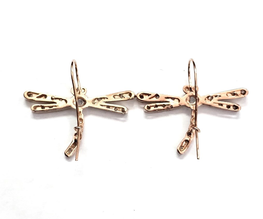 沒有保留價 - 耳環 - 9 節 銀, 玫瑰金 -  0.50ct. tw. 黃玉 - 鉆石 #4.3