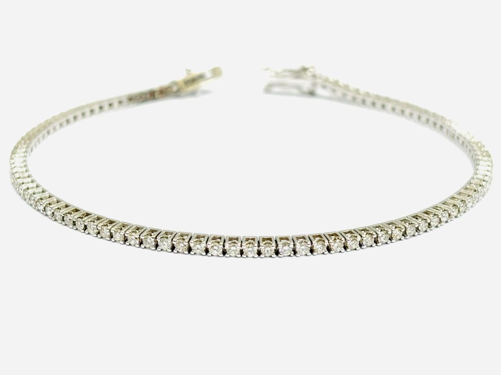 Βραχιόλι τένις - 18 καράτια Λευκός χρυσός -  3.30ct. tw. Διαμάντι (Φυσικό)  - Κατασκευασμένο στην Ιταλία #1.0
