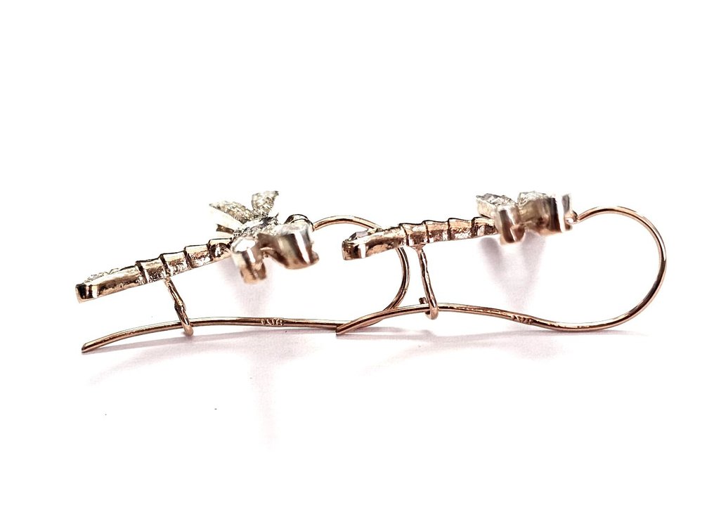 沒有保留價 - 耳環 - 9 節 銀, 玫瑰金 -  0.50ct. tw. 黃玉 - 鉆石 #3.2