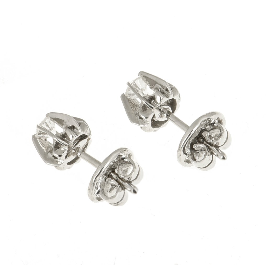 小型钉状耳环 - 18K包金 白金 钻石 (天然)  #4.3