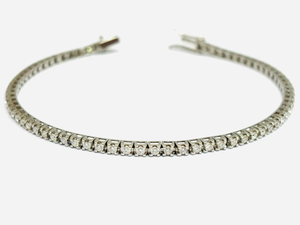 Βραχιόλι τένις - 18 καράτια Λευκός χρυσός -  2.95ct. tw. Διαμάντι (Φυσικό)  - Κατασκευασμένο στην Ιταλία #1.0