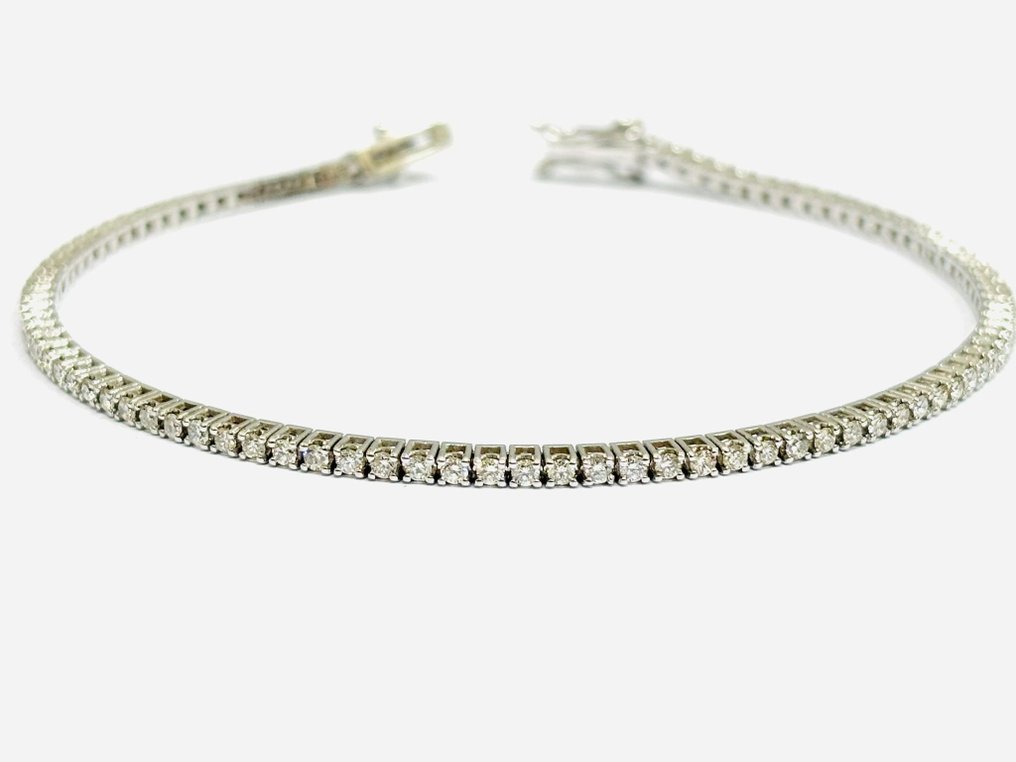 Βραχιόλι τένις - 18 καράτια Λευκός χρυσός -  3.30ct. tw. Διαμάντι (Φυσικό)  - Κατασκευασμένο στην Ιταλία #1.0