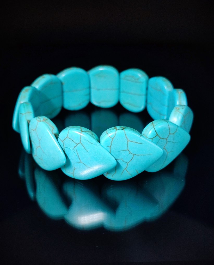 Schöner blauer Türkis-Howlith-Armband in Geschenkbox, kostenloser Versand - Armband #2.1