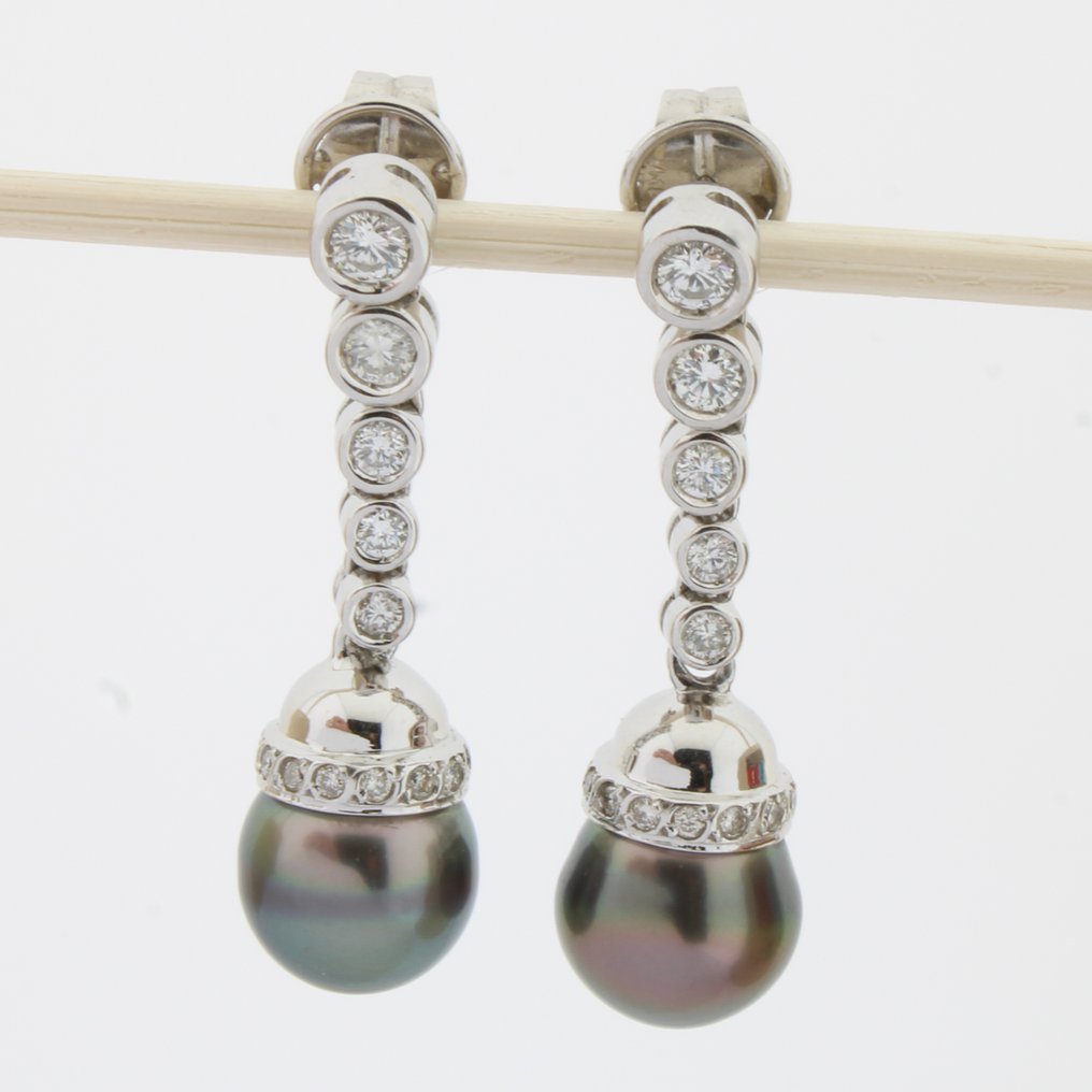 耳环 - 18K包金 白金 -  0.83ct. tw. 钻石 (天然) - 钻石 #1.0