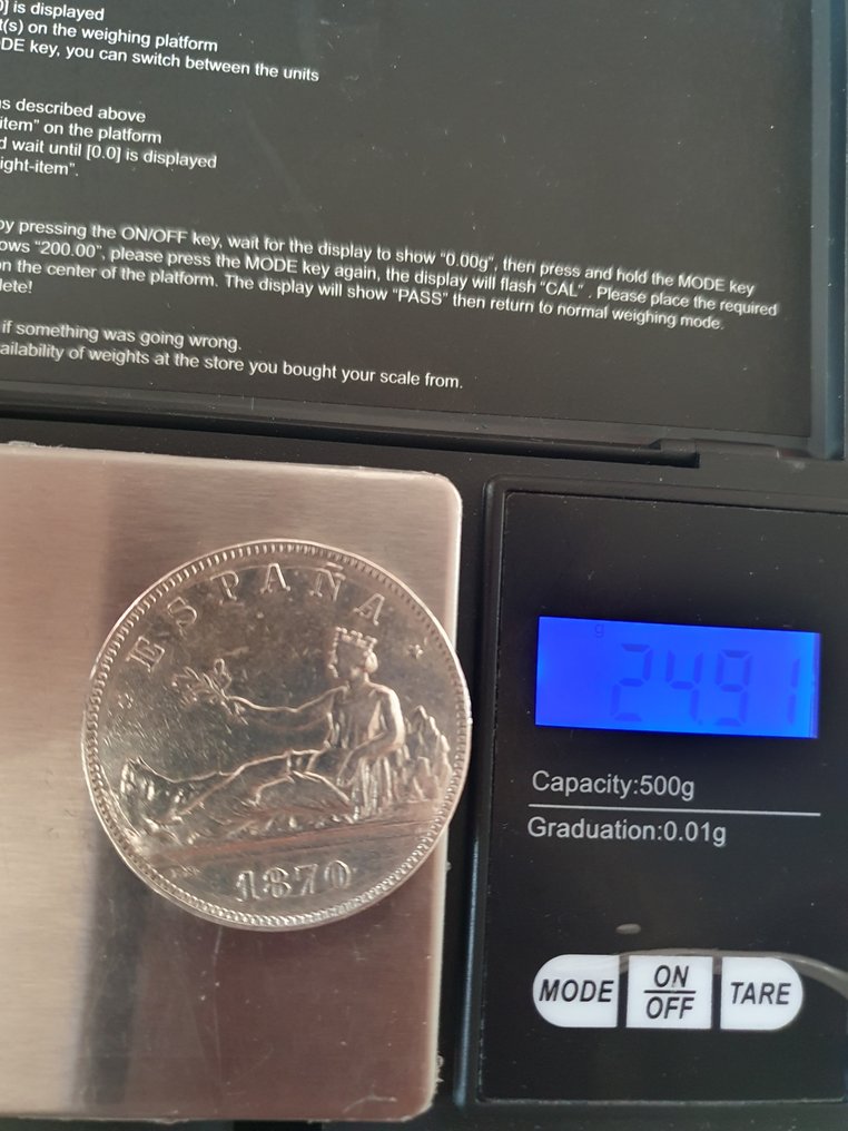 Spagna. 5 Pesetas 1870 * 70 SNM  (Senza prezzo di riserva) #3.2