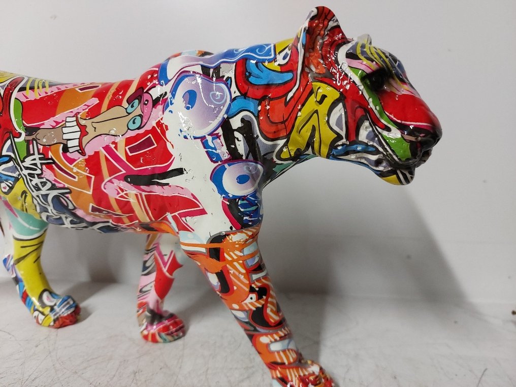 Statue, street Art luipaard - 19 cm - polyresin #1.0