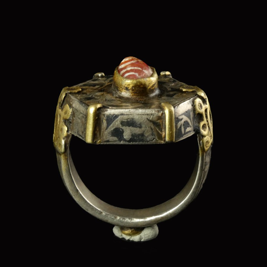 Ottomano Argento Anello con corniola incisa e niello #4.3