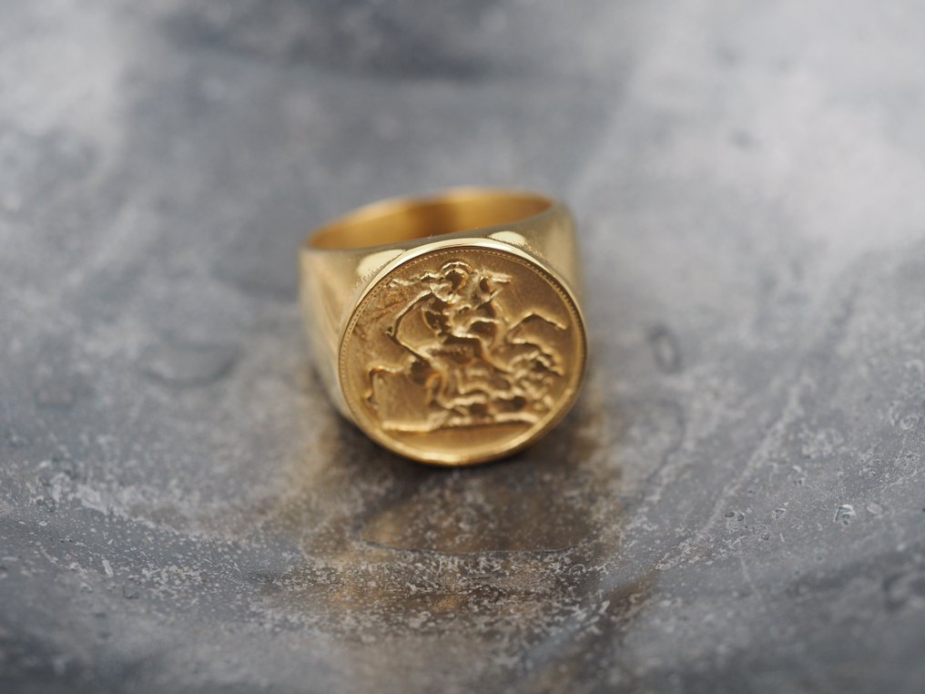 Memento Mori religiøs / Skalle / Masonic ring - 24 karat gullbelagt / Saint / Freemason / ikon / - Ring - Storomvisning / Krysset #4.3