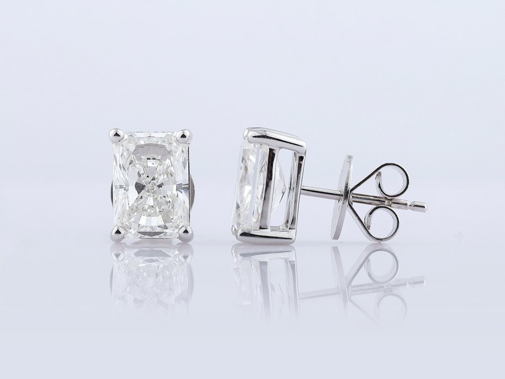 Σκουλαρίκια - 14 καράτια Λευκός χρυσός -  4.11ct. tw. Διαμάντι (Εργαστηριακής καλλιέργειας) #1.0