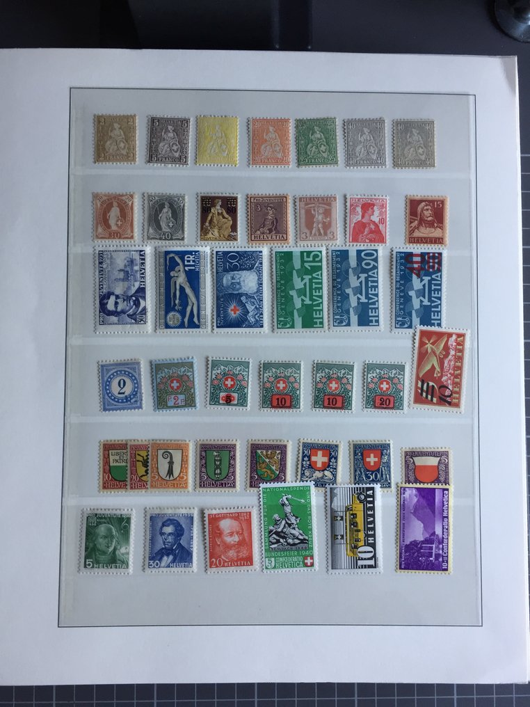 Suíça 1860/1972 - Coleção nova e não utilizada com folhas e edições boas + quase 100 francos de valor nominal - und Pax Satz postfrisch #2.1