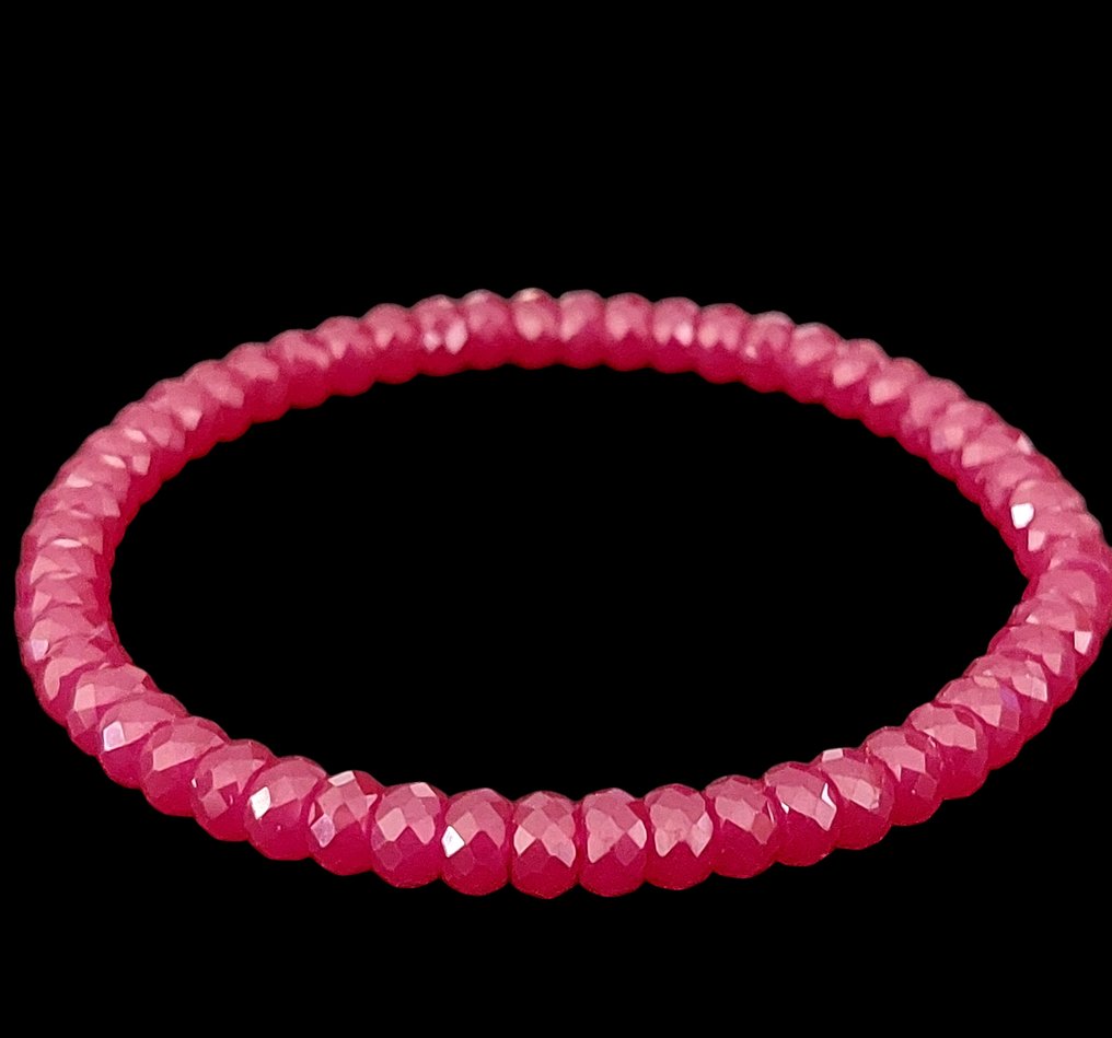 Ruby bracelet - Red corundum. Very beautiful quality faceted natural pearls. - Height: 5 mm- 10 g #3.2