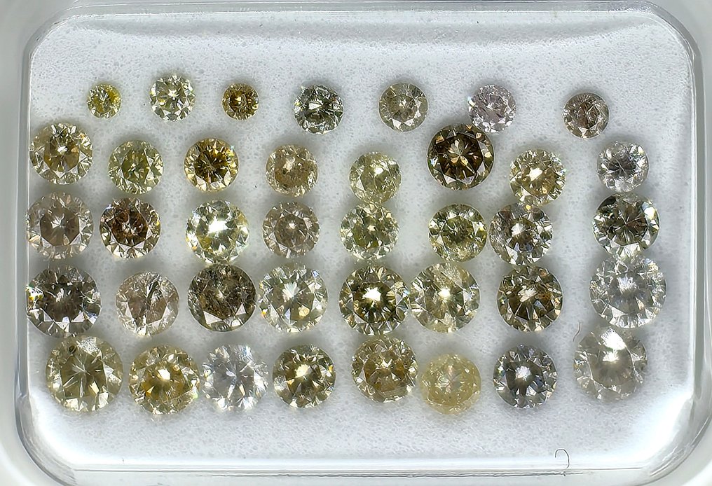 39 pcs Diamant  (Natural)  - 1.48 ct - Rund - I3, SI1 - Antwerp Laboratory for Gemstone Testing (ALGT) #1.0