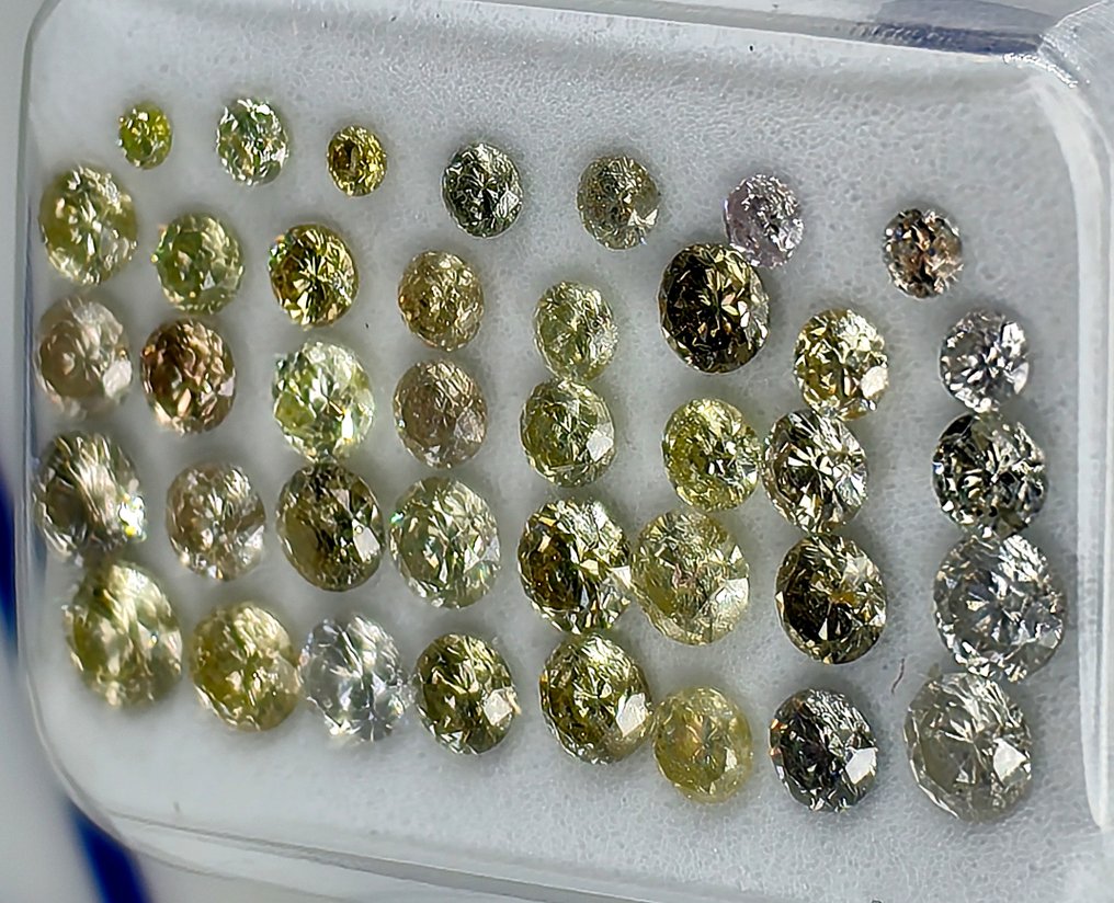 39 pcs Diamant  (Natural)  - 1.48 ct - Rund - I3, SI1 - Antwerp Laboratory for Gemstone Testing (ALGT) #3.2