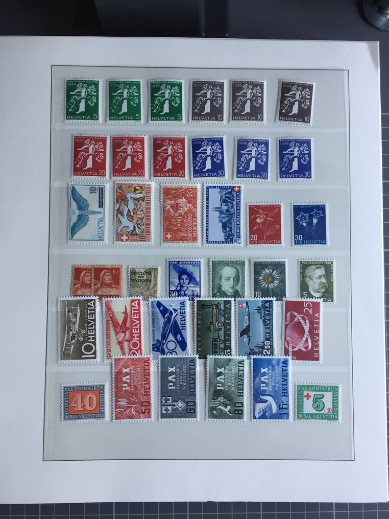 Suíça 1860/1972 - Coleção nova e não utilizada com folhas e edições boas + quase 100 francos de valor nominal - und Pax Satz postfrisch #3.2