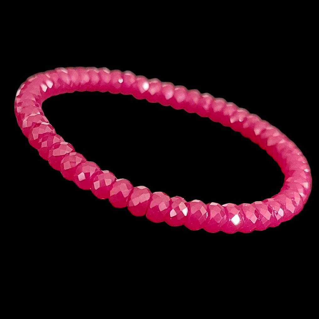 Ruby bracelet - Red corundum. Very beautiful quality faceted natural pearls. - Height: 5 mm- 10 g #1.0