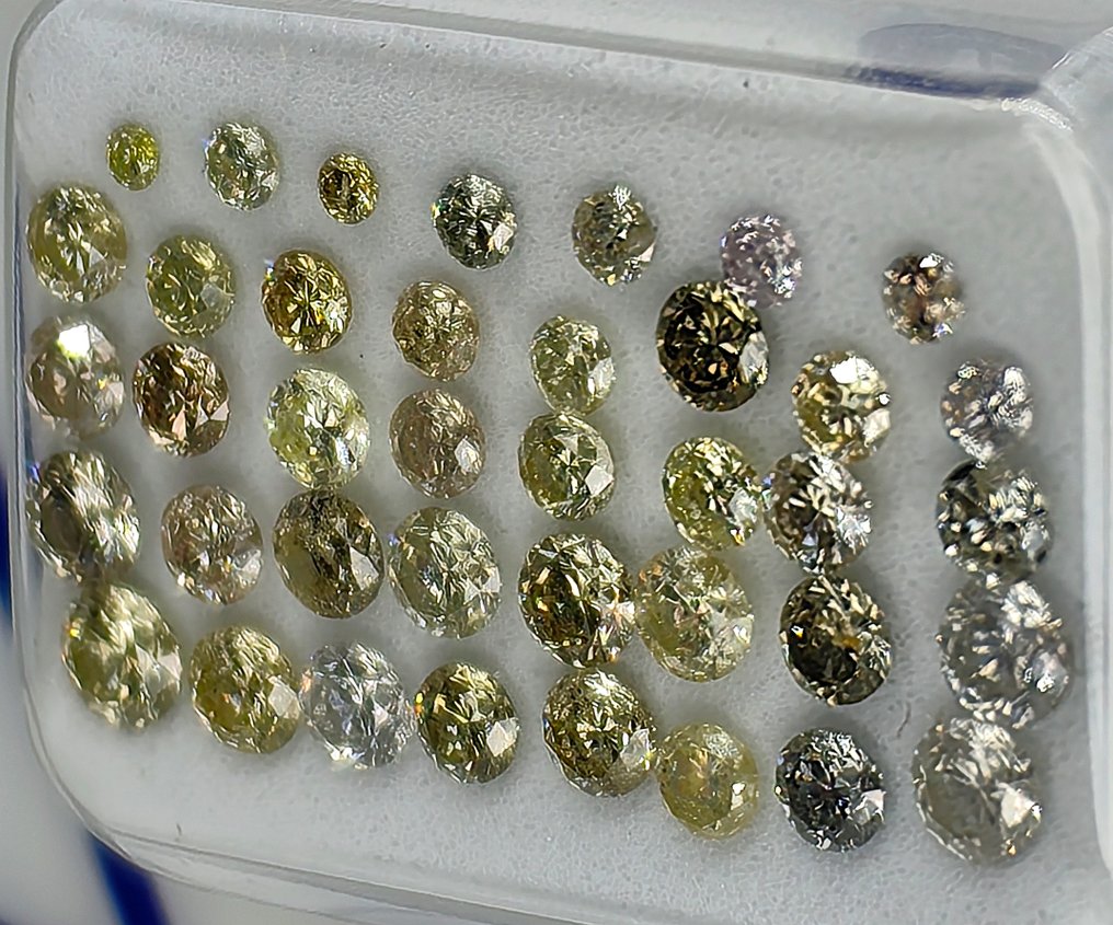 39 pcs Diamant  (Natural)  - 1.48 ct - Rund - I3, SI1 - Antwerp Laboratory for Gemstone Testing (ALGT) #2.1
