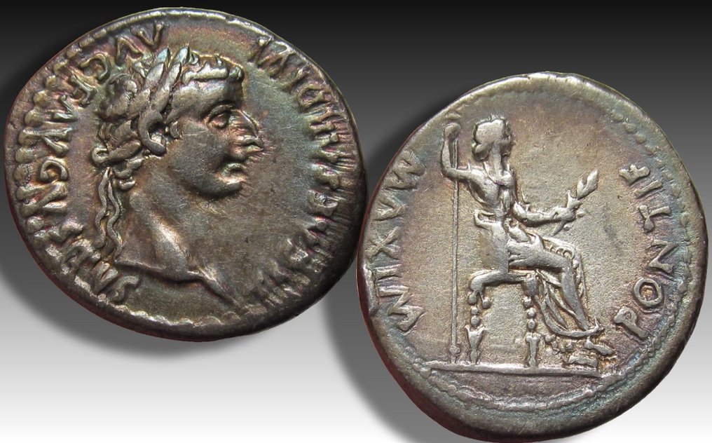 Impreiu Roman. Tiberius (AD 14-37). Denarius Lugdunum (Lyon) mint (group 5), circa 36-37 A.D. - famous tribute penny type - Ex Leu #2.1