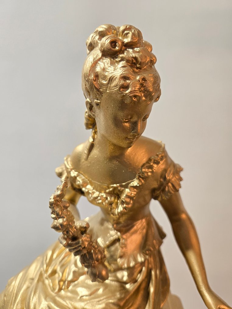 人物壁炉架台钟 -   粗锌 - 1920-1930 #1.0