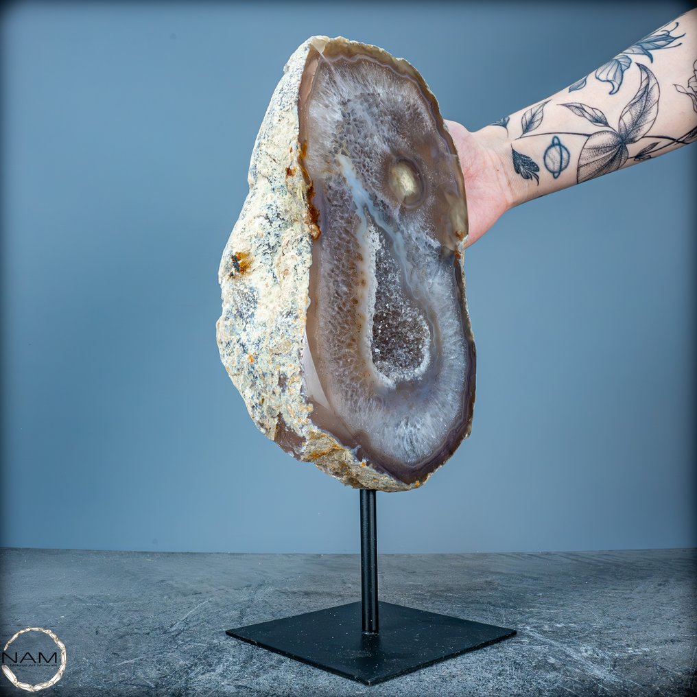 自然切割的晶洞玛瑙和玛瑙 在展台上- 3035.33 g #2.1