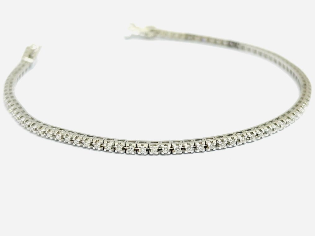 网球手链 - 18K包金 白金 -  1.65ct. tw. 钻石 (天然)  - 意大利制造 #4.3