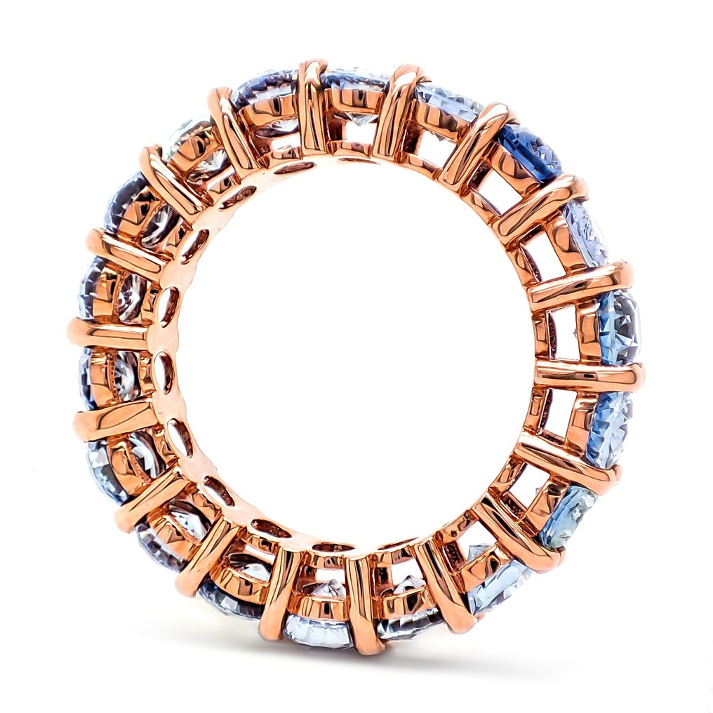 戒指 - 14 克拉 玫瑰金 - 8.00ct. tw. 藍寶石 #3.2