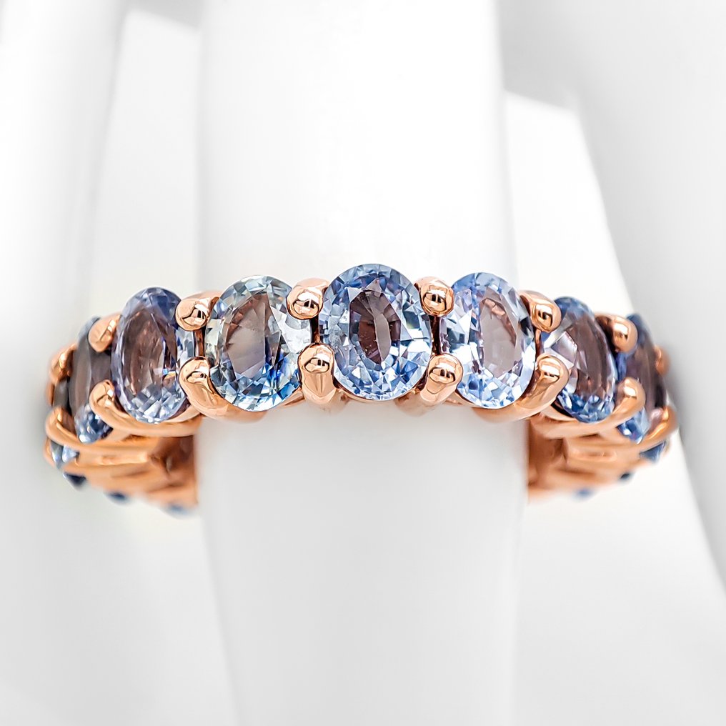 戒指 - 14 克拉 玫瑰金 - 8.00ct. tw. 藍寶石 #4.3