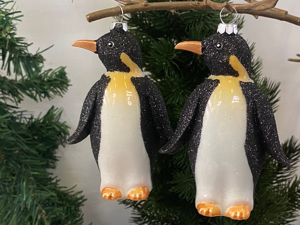 Decoración navideña Inge-Magic: twee pinguins als kerrstornament (2) - Vidrio #1.0