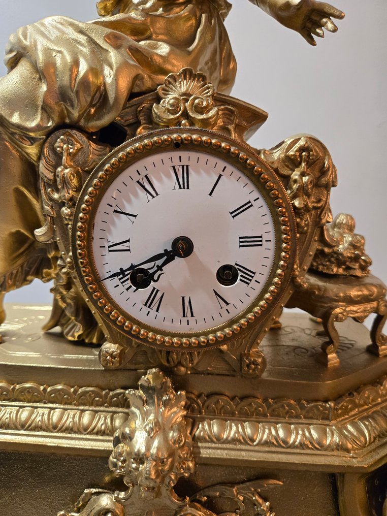 人物壁炉架台钟 -   粗锌 - 1920-1930 #4.3