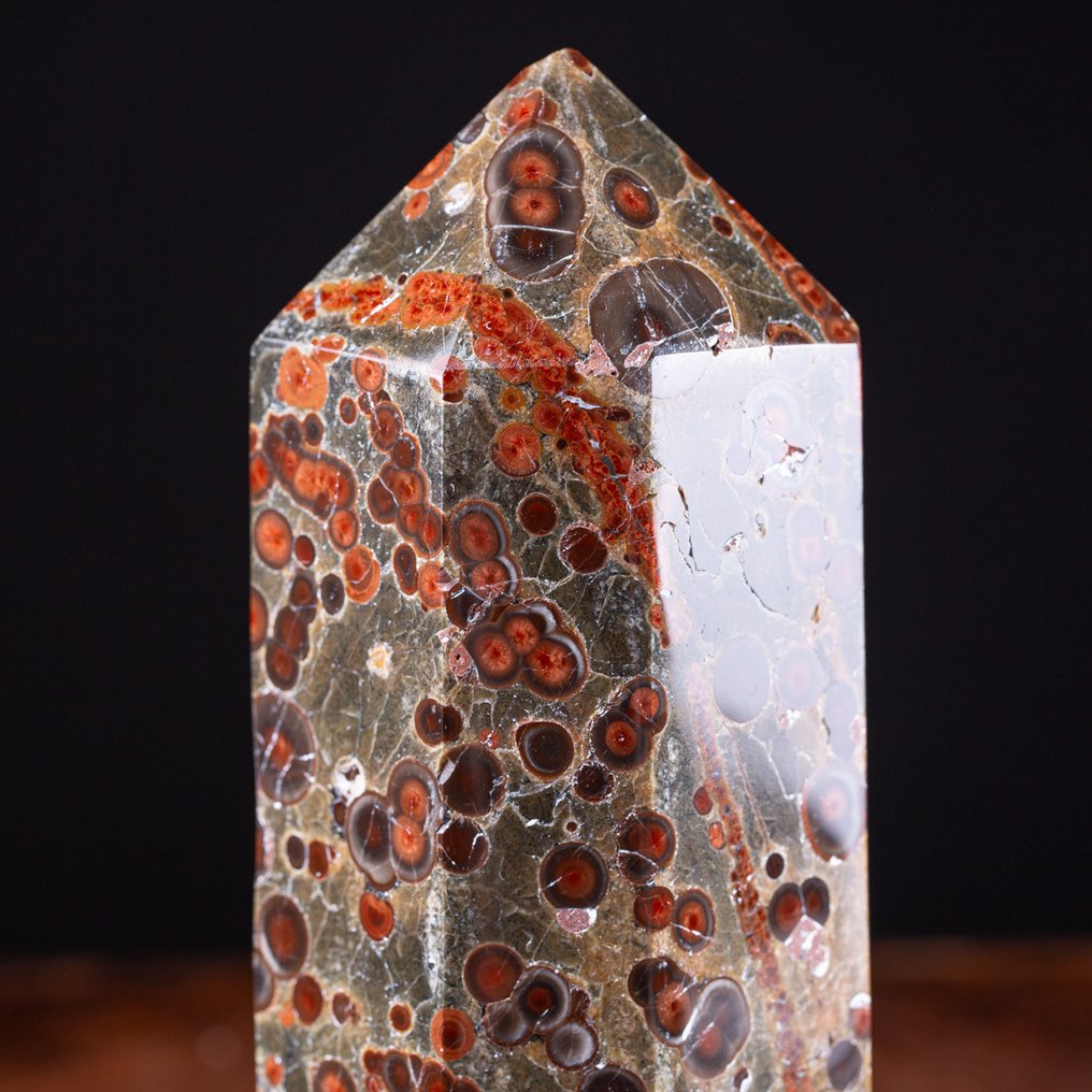 Vibrant Red Inclusions RARE !!! Peanut Obsidian Obelisks - Height: 230 mm - Width: 80 mm- 1447 g #4.3
