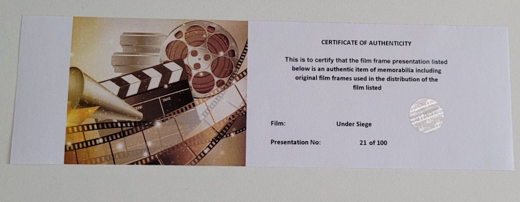Steven Seagal - Under Siege - Framed Film Cell Display with COA #3.2