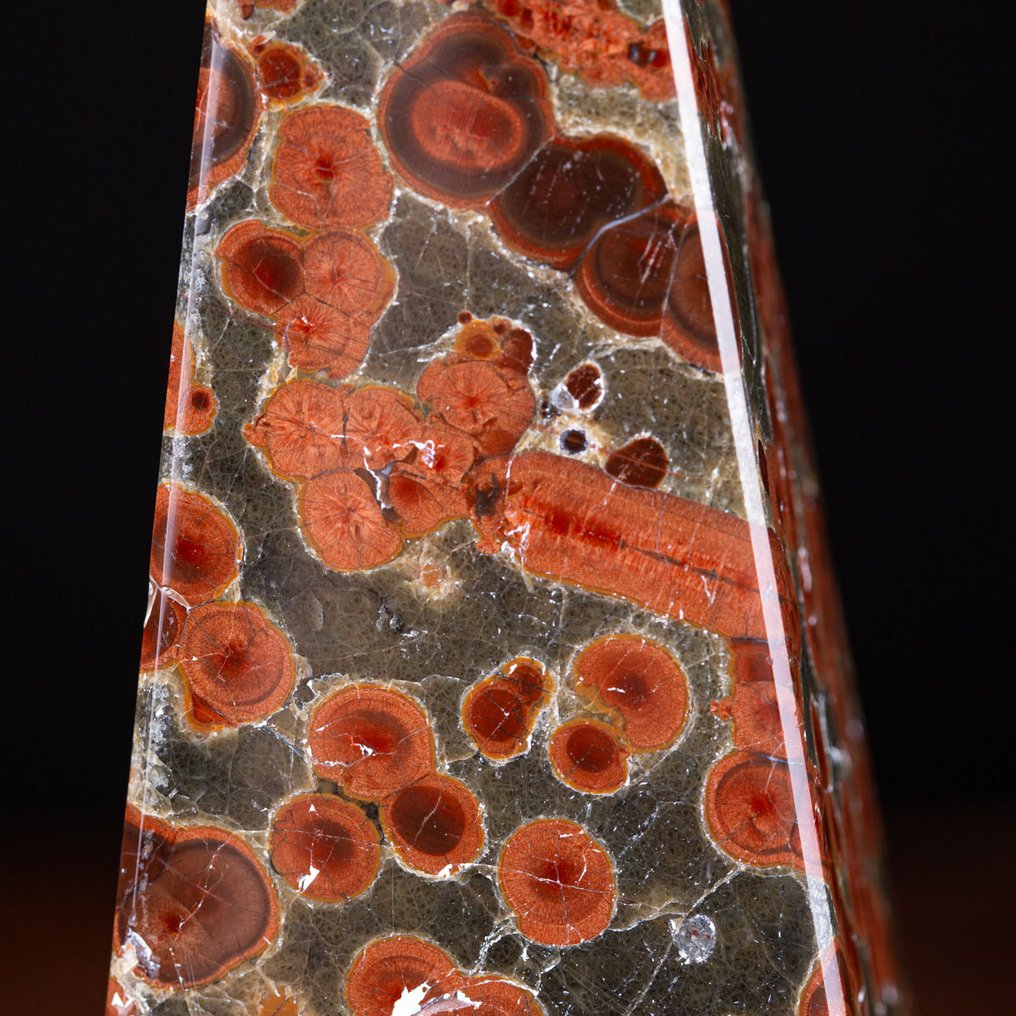 Livlige røde indslag SJÆLDENT!!! Peanut Obsidian Obelisks - Højde: 233 mm - Bredde: 80 mm- 1580 g #4.3